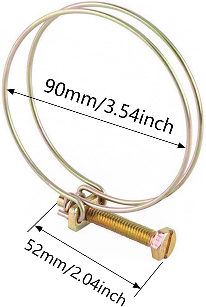 NGe 3.5inch Double Wire Hose Clamp Adjustable Steel Wire Tube Pipe Clip with Screws Bolts Locking(12Pcs 90mm) - Image 2